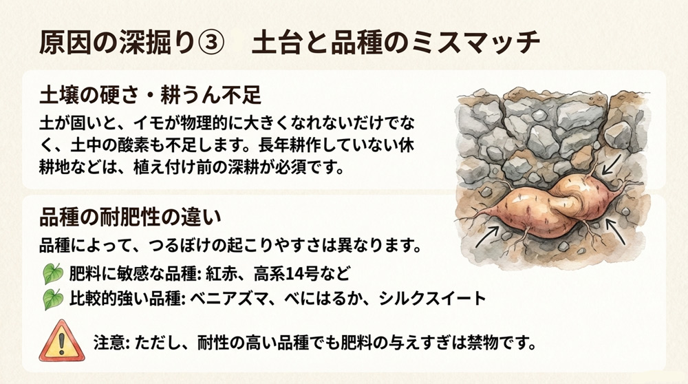 【原因5】土壌の硬さ・耕うん不足