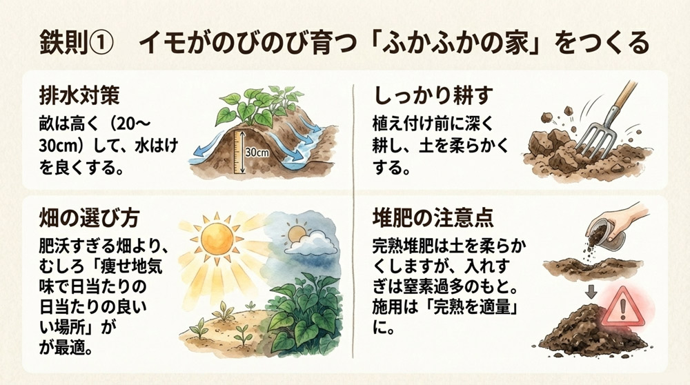 土壌・畑の環境を整える(排水対策・耕うん)