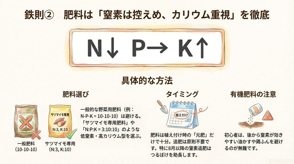 肥料の与え方を工夫する(窒素控えめ・カリ重視)