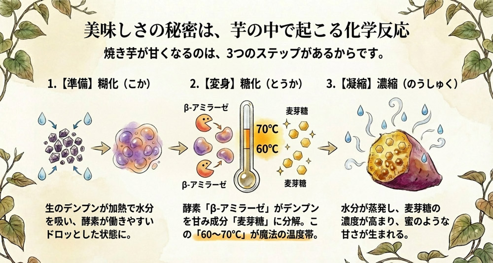 なぜサツマイモは焼くと甘くなるの?