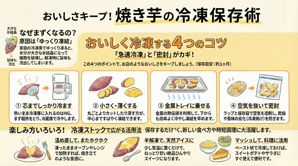 焼き芋を「上手に冷凍する方法」をわかりやすくご説明します