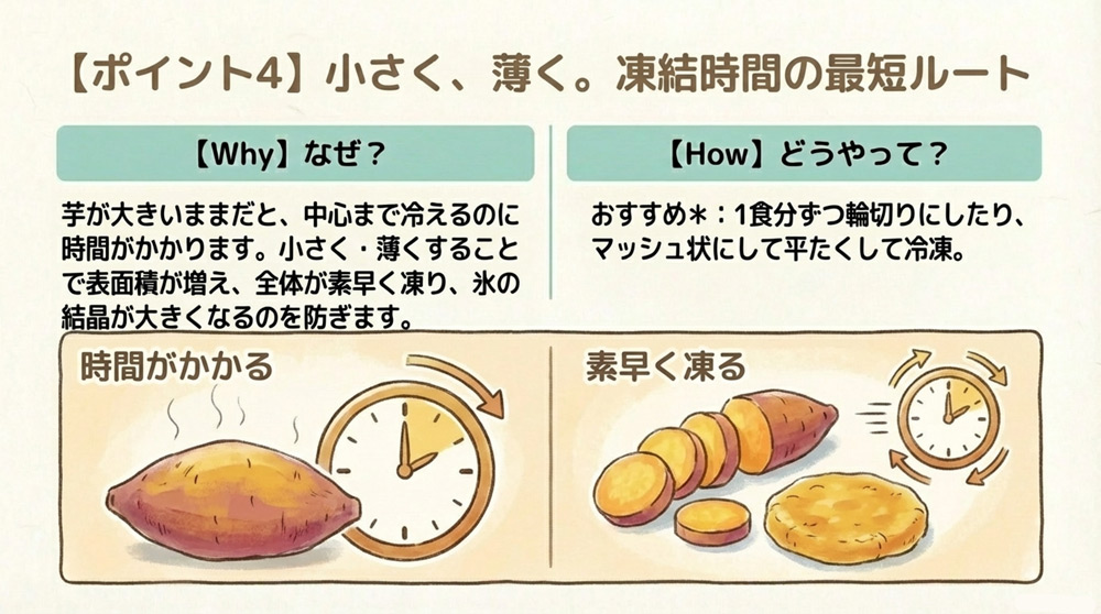 【ポイント4】小分け・薄くして冷凍