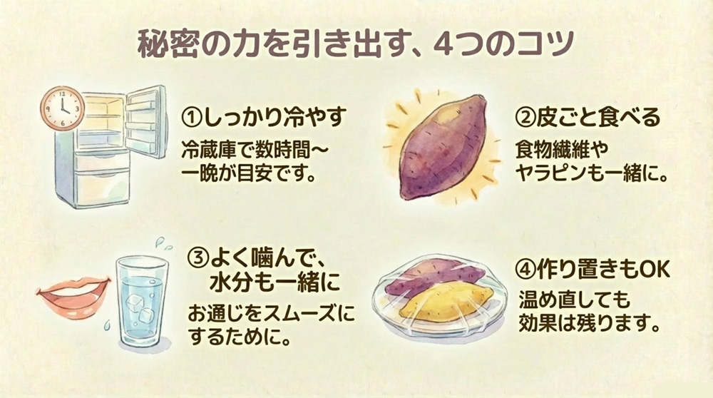 焼き芋でレジスタントスターチを摂るコツ