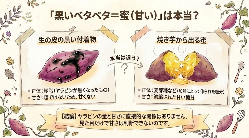 黒い付着物は「蜜」ではない|甘さとの関係は?