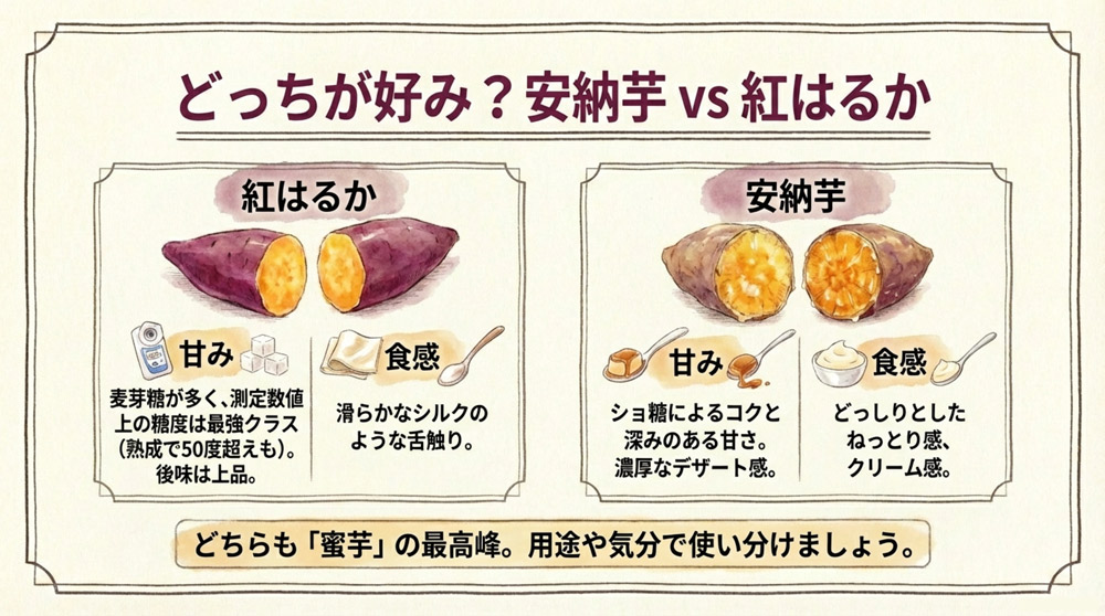 安納芋と他の品種の違いは?紅はるかなどとの比較