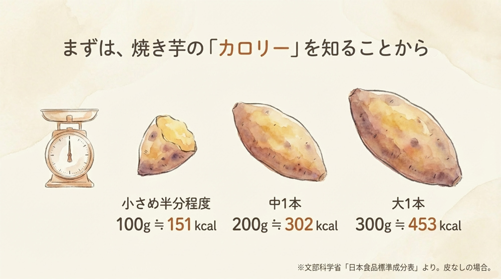 焼き芋のカロリー(100g・1本あたり)