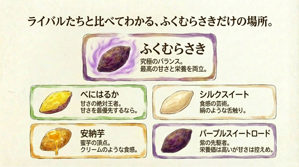 人気のさつまいも品種との比較