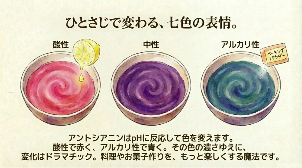 pHで変化するアントシアニン