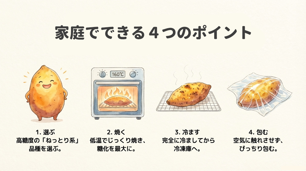 家庭でもできるだけ美味しい冷凍焼き芋をつくるポイント