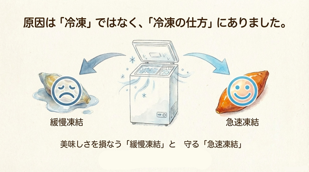 「急速凍結」と「緩慢凍結」の違い