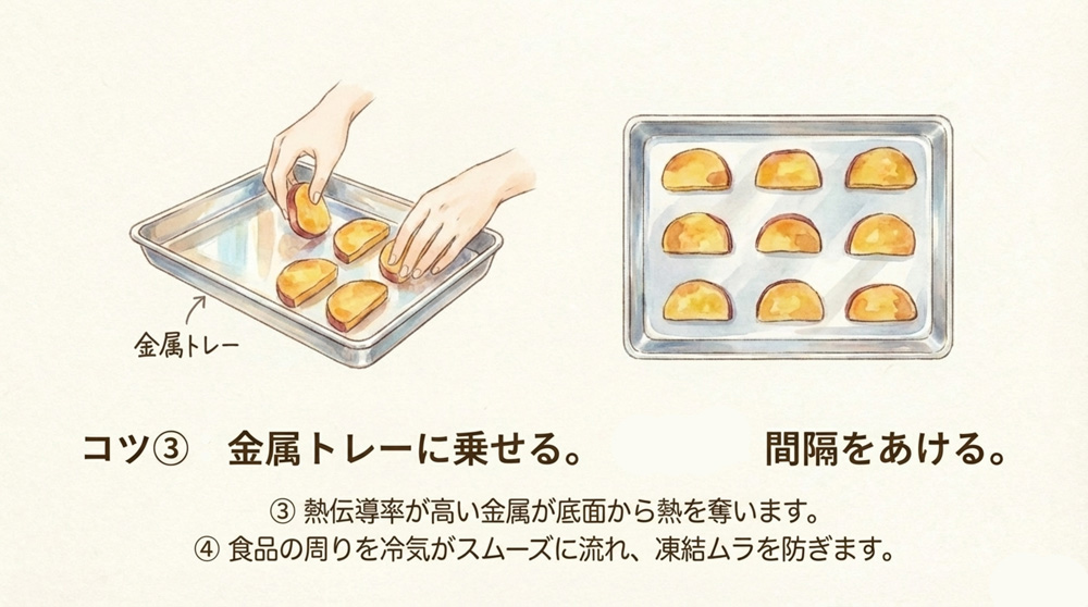 【ポイント3】金属トレーに乗せる