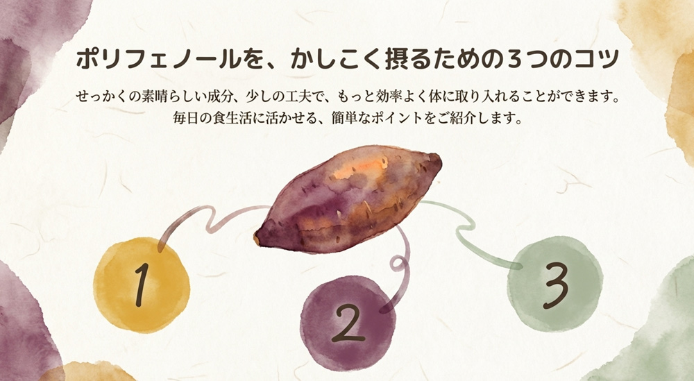 さつまいものポリフェノールを効率よく摂るためのポイント