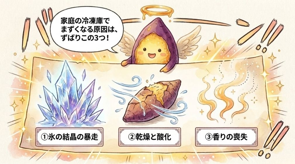 焼き芋を冷凍するとまずくなるのはなぜ?
