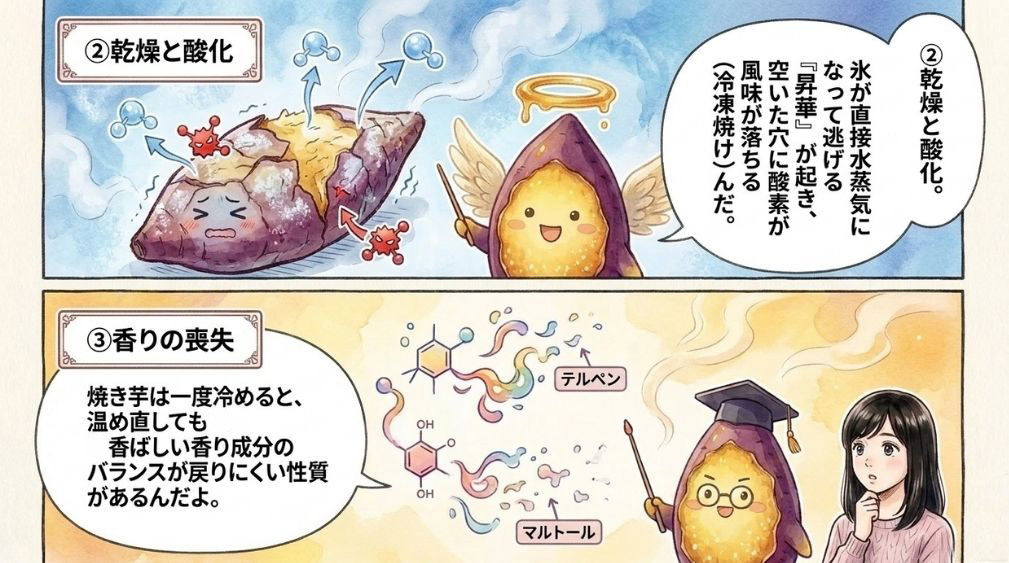 原因②「冷凍焼け」による乾燥と酸化