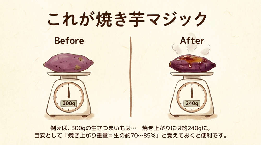 焼くと重さはどれくらい変わる?