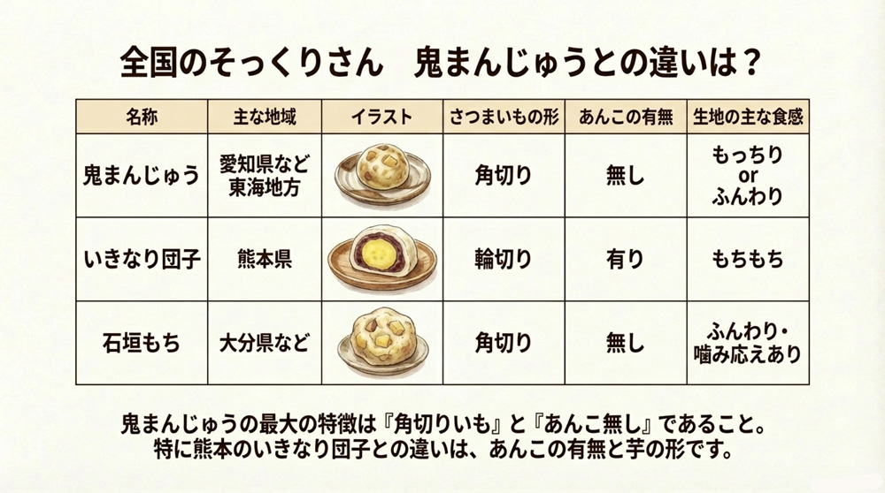いきなり団子・石垣まんじゅうとの違いは?