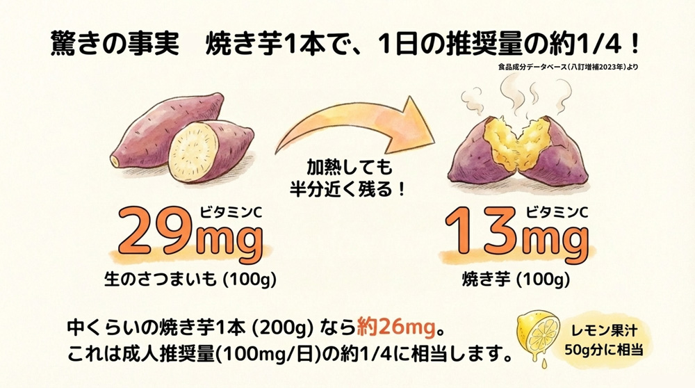 さつまいもに含まれるビタミンCはどれくらい?