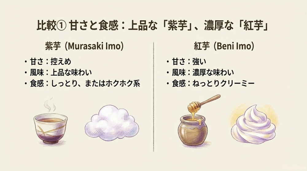 甘さ・食感の違い