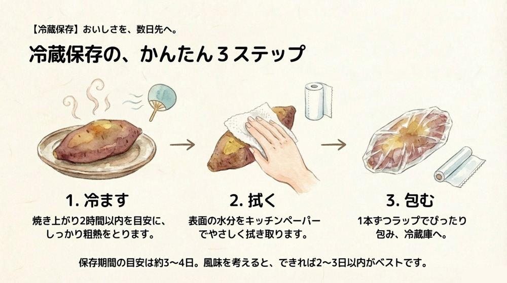【冷蔵】焼き芋を冷蔵で保存する場合の方法とポイント