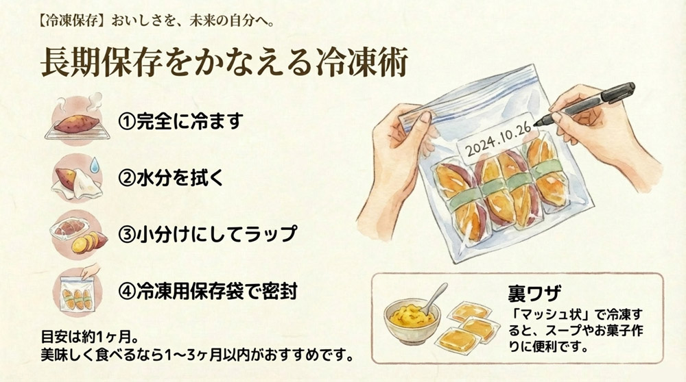 【冷凍】焼き芋を冷凍で保存する場合の方法とポイント