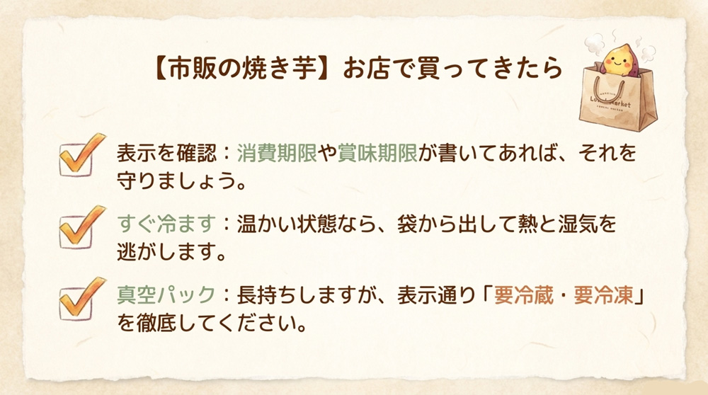 市販の焼き芋を保存するときのポイント