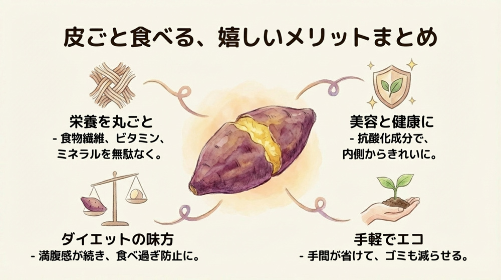 焼き芋の皮を食べるメリット