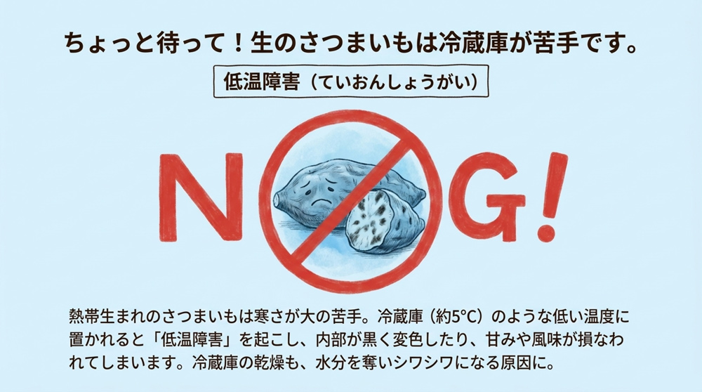 さつまいもは冷蔵庫NG