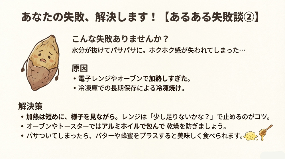 焼き芋がパサパサに乾燥してしまう