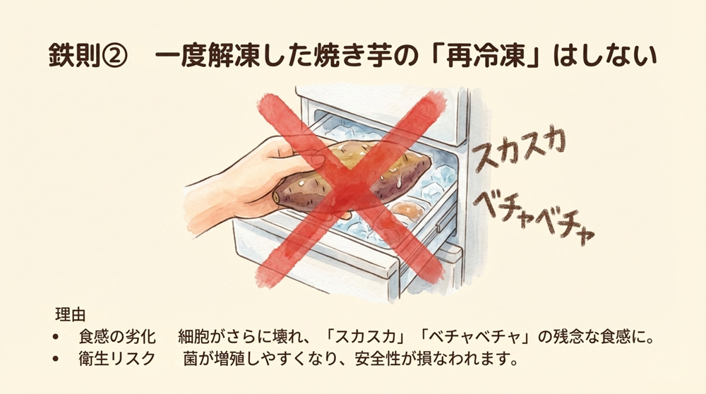 解凍した焼き芋の再冷凍はできる?