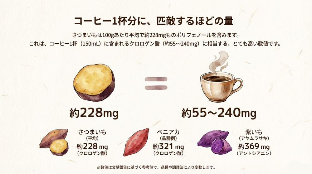 コーヒー1杯分のポリフェノール量に匹敵