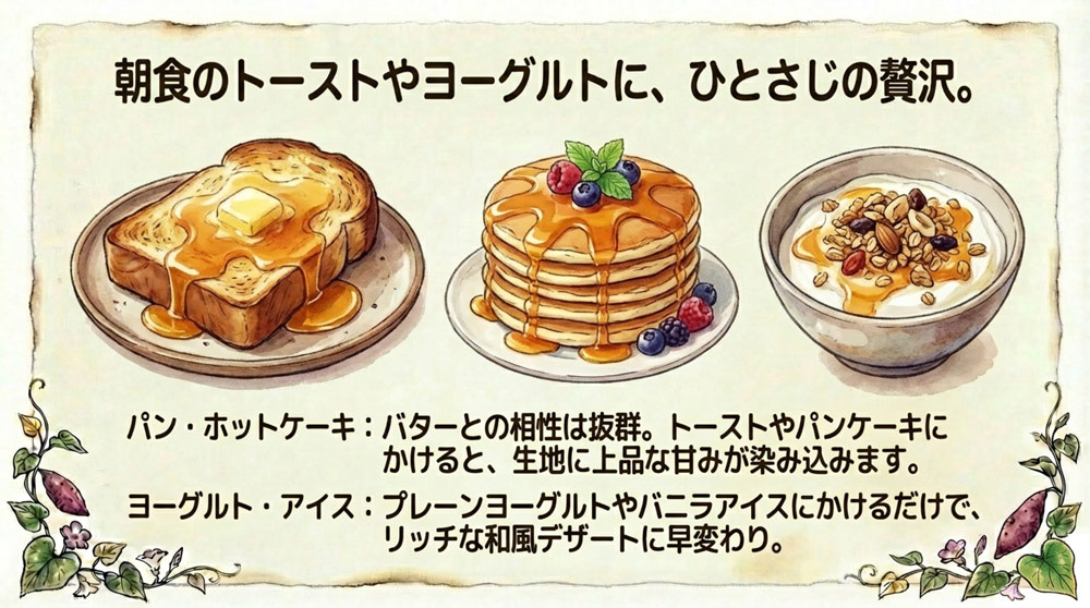 パンやホットケーキにかけて