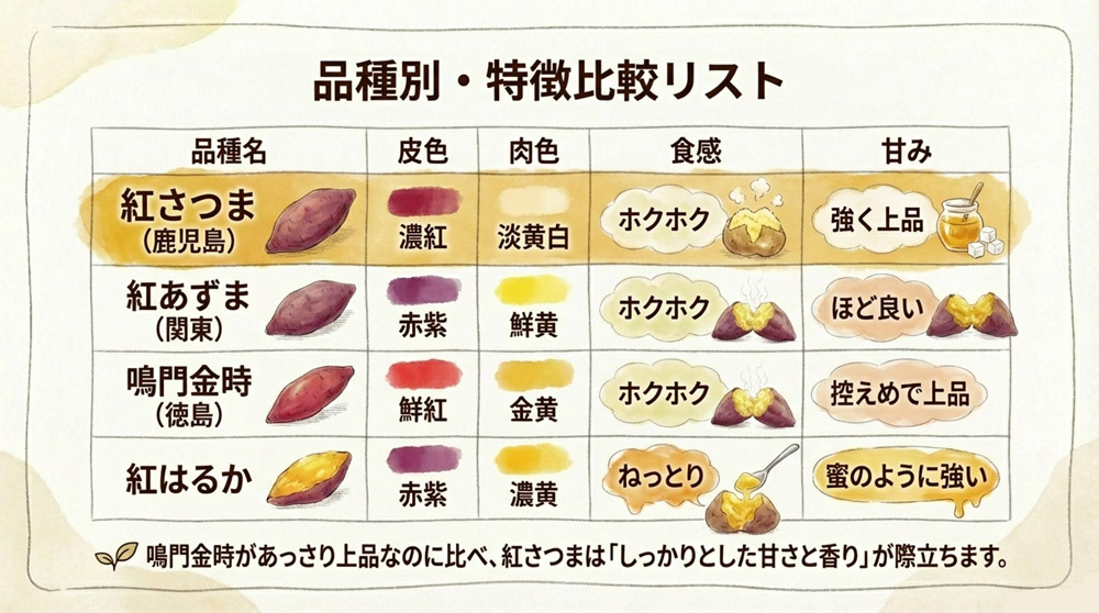 主なさつまいも品種の比較