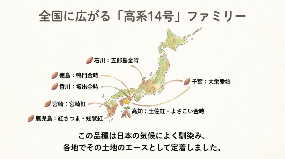 高系14号の系統図と派生品種