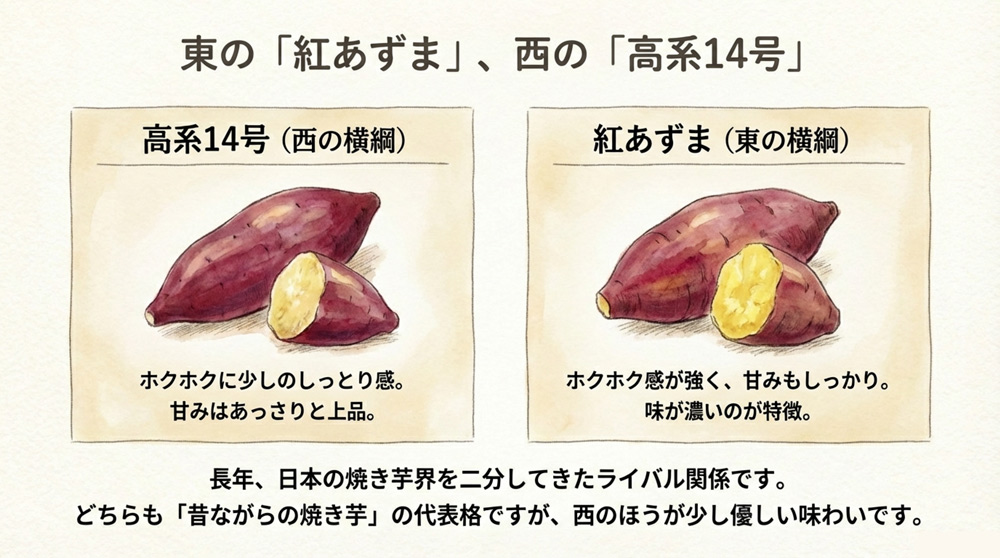 「東の紅あずま」と「西の高系14号」