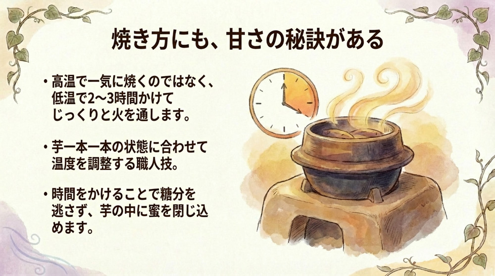 熟成後の芋を焼く際にも工夫