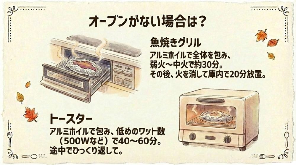 魚焼きグリルやその他の調理器具を使う場合