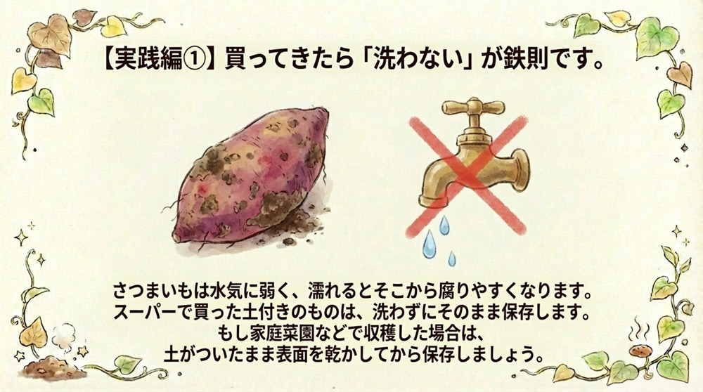 洗わずに土が付いた状態で保存