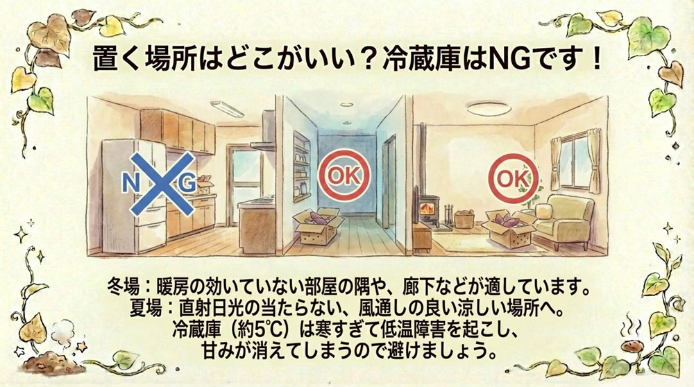 13~15℃前後で安定する場所