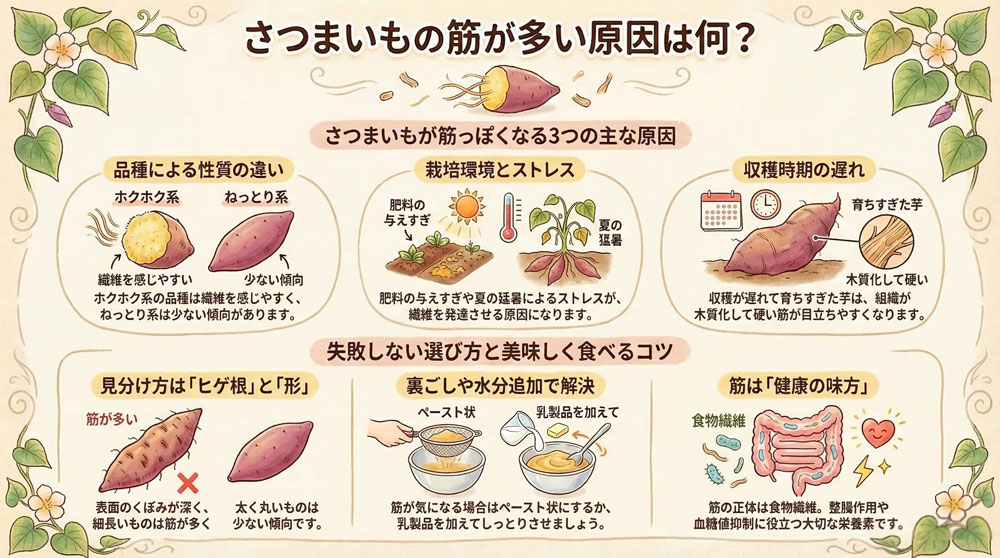 さつまいもの筋が多い原因は何?