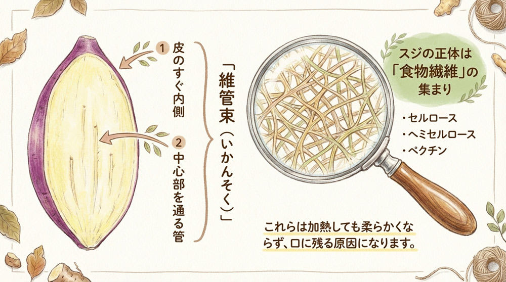 さつまいもの筋・繊維って何?どんな状態?