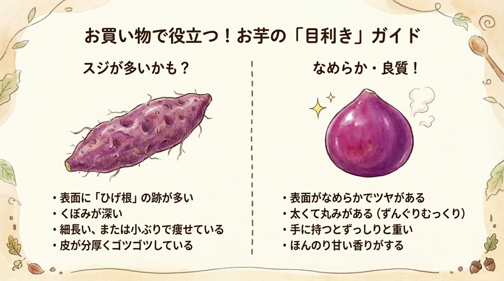 繊維が多く筋っぽい芋の特徴