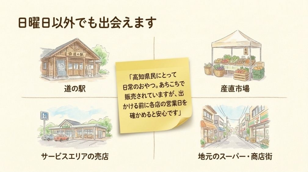 日曜市以外でも売られている|道の駅・産直市場・サービスエリア・スーパー