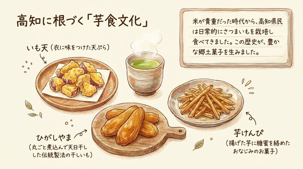 ひがしやま・芋けんぴも高知のさつまいもの味|高知に根づく芋食文化